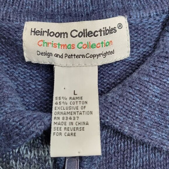 Heirloom Collectibles Y2K Embellished Christmas Sweater Zip Vest Blue Tartan - Picture 8 of 10